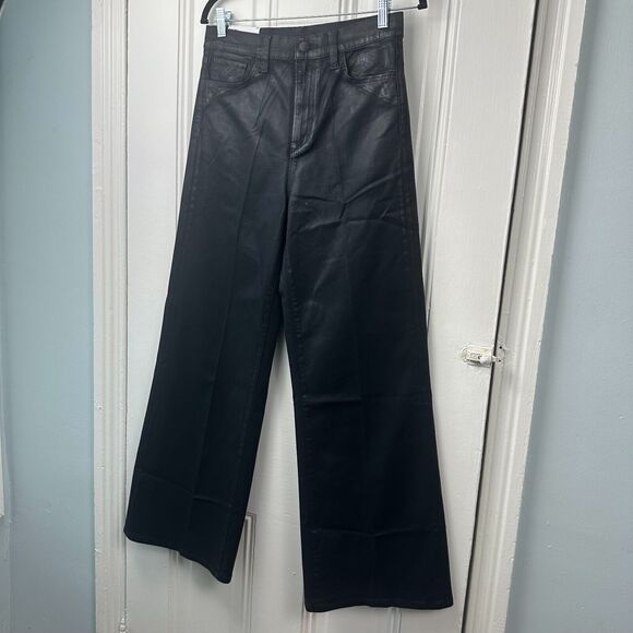 Joes Jeans Womens 29 Black Denim Coated High Rise Wide Leg The Mia Zip Fly NWT - Picture 1 of 9